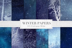 Winter Scene Scrapbook Paper