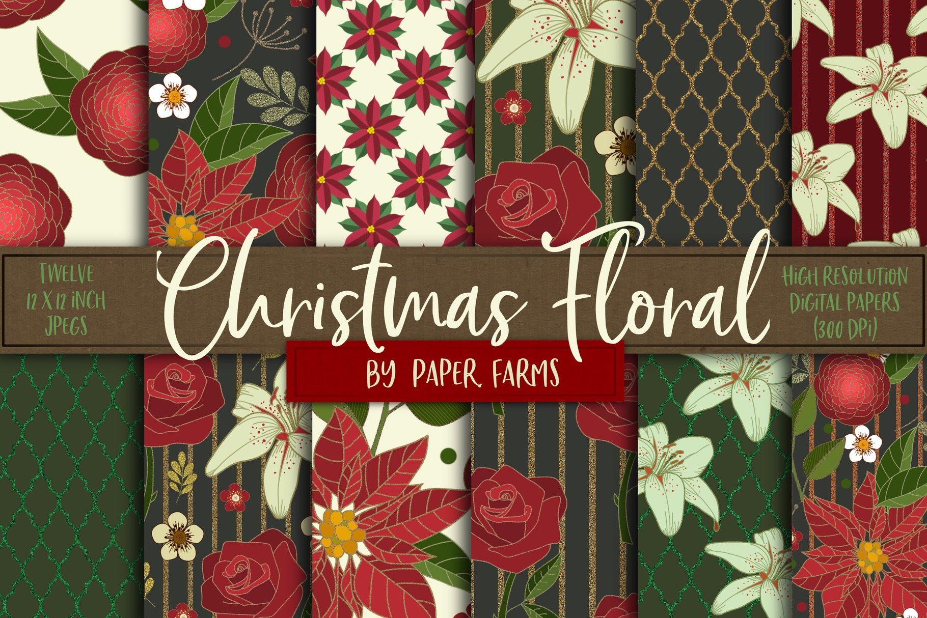 christmas-floral-scrapbook-paper-design-cuts
