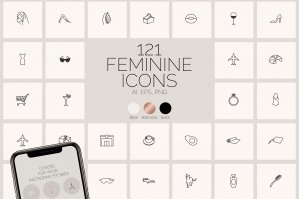 Feminine Blog and Planner Line Art Icons