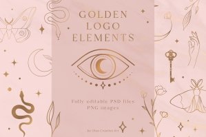 Golden Logo Esoteric Mystic Symbols