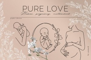 Pure Love - Mother and Baby Line Art Collection