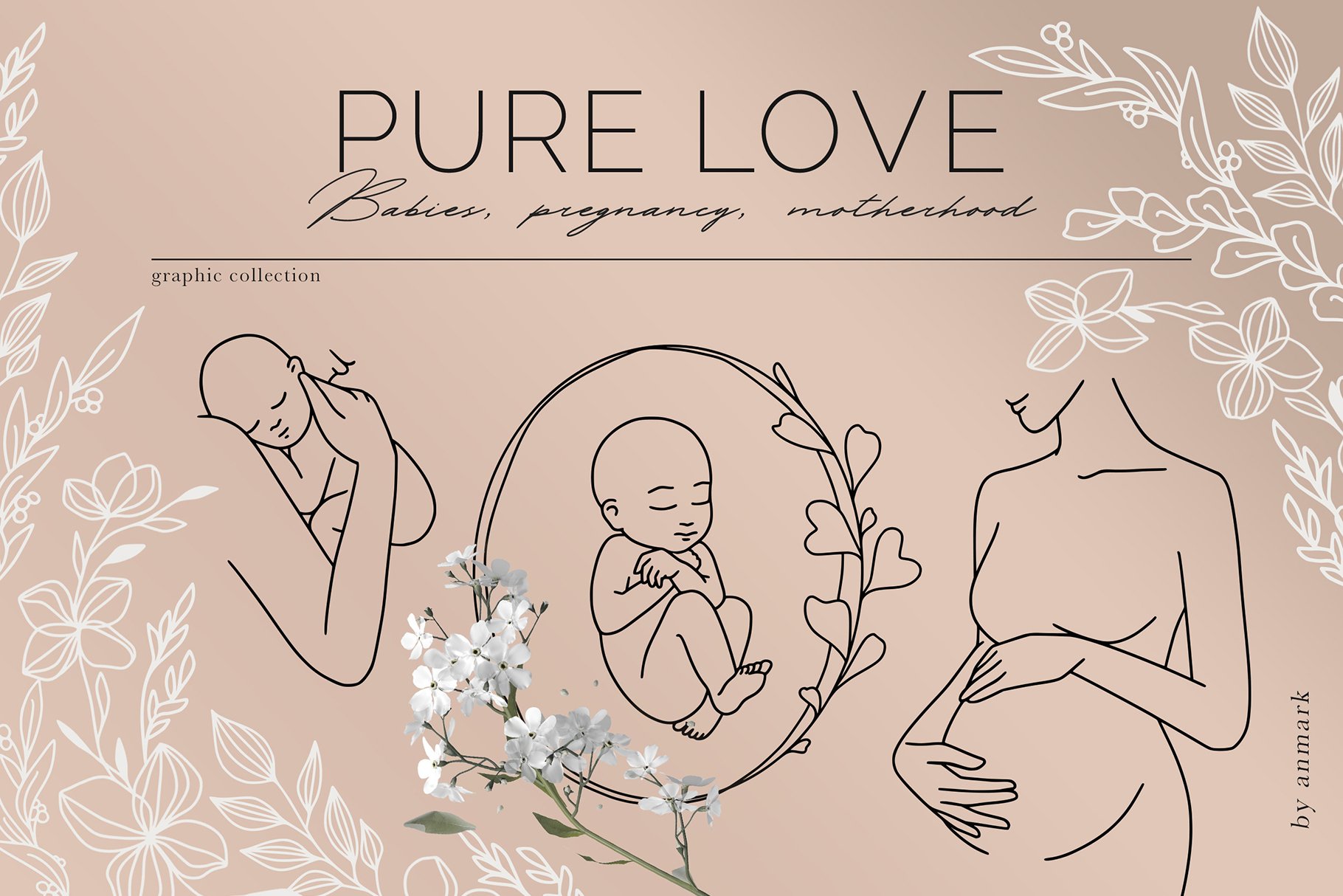 Photo & Art Print Motherhood, maternity, babies and pregnant women logos,  collection of fine, hand