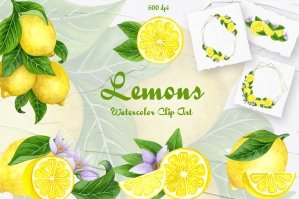 Lemons Watercolor Clipart