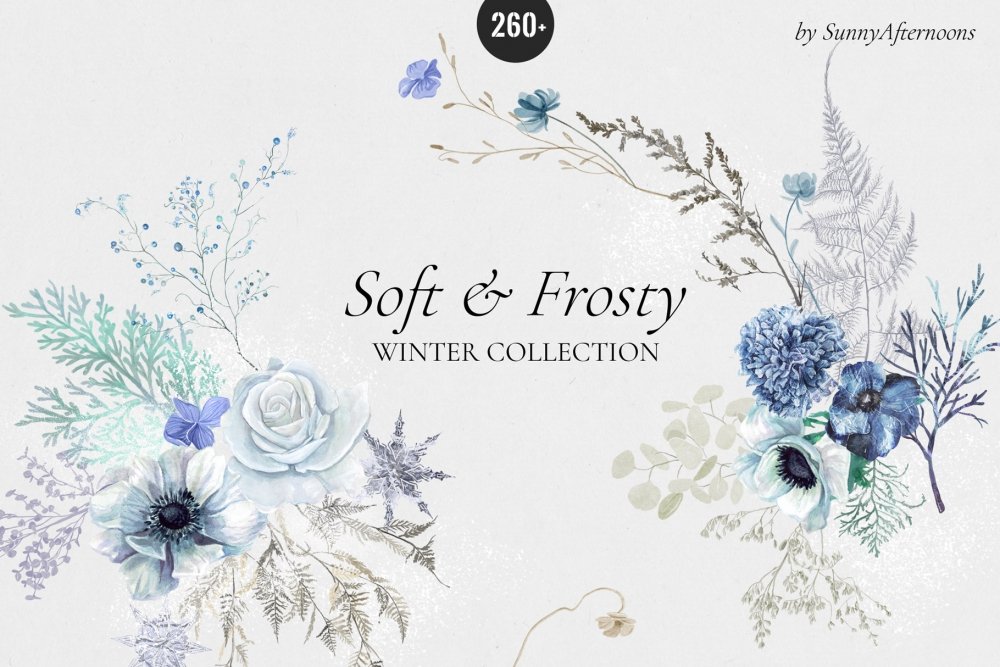 Soft and Frosty - Winter Floral Collection - Design Cuts