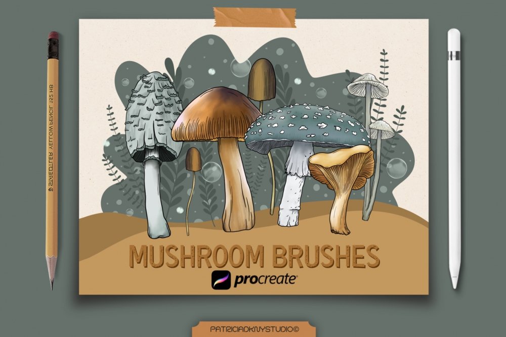 Mushroom Stamp Brushes for Procreate