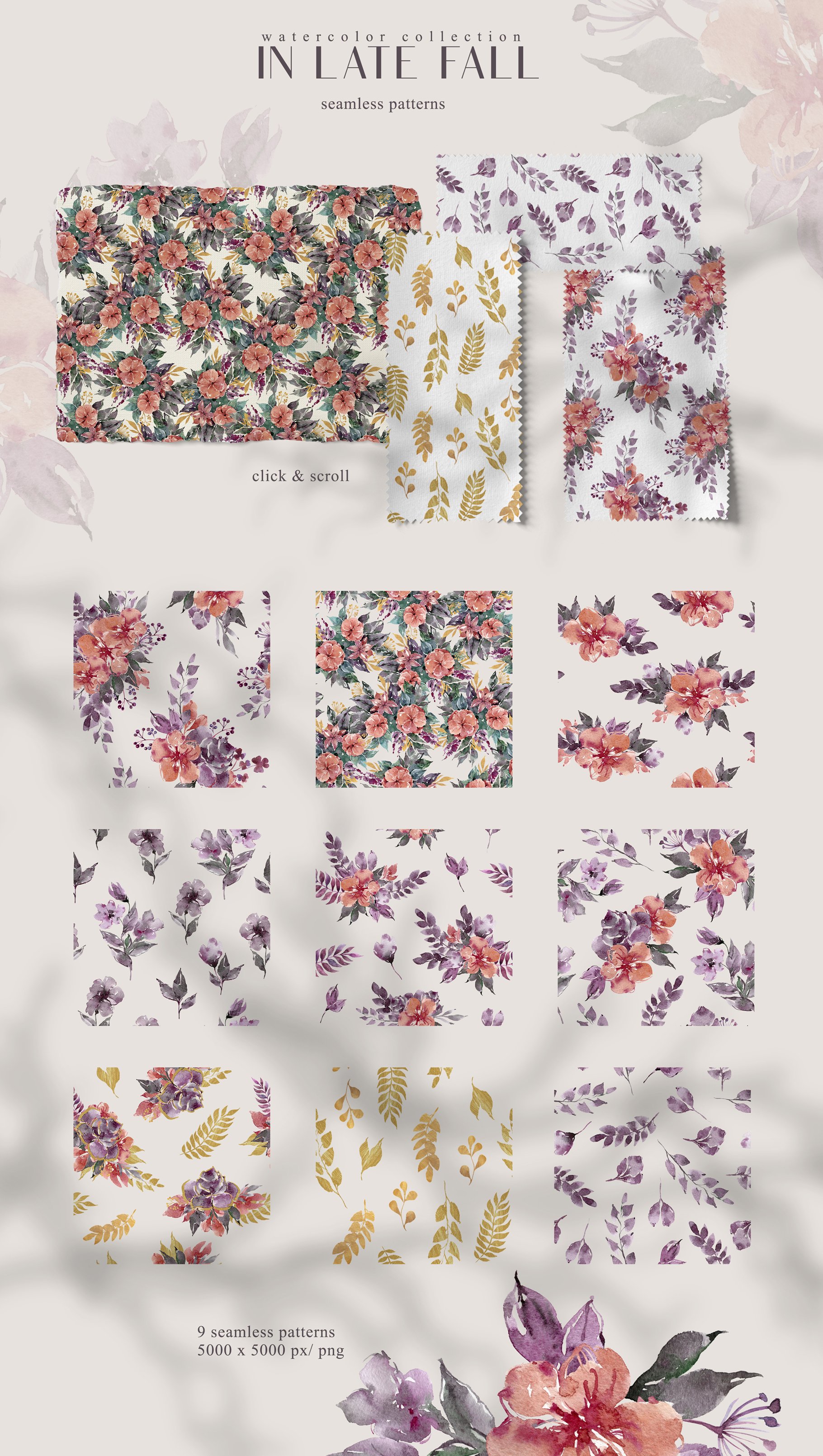 Watercolor Gold Floral Wedding Collection