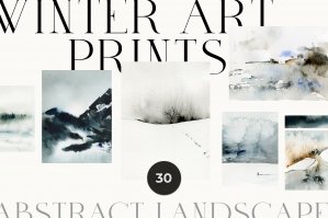 Winter Art Prints - Abstract Watercolor Landscapes
