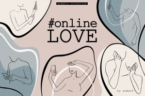 Online Love - Social Media Line Art