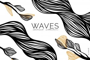 Waves - Abstract Line Art Drawing