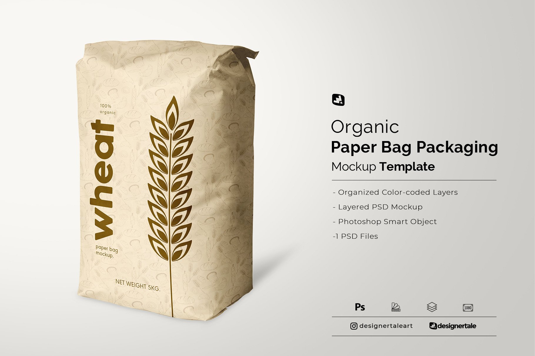 Organic Paper Bag Packaging Mockup - Design Cuts