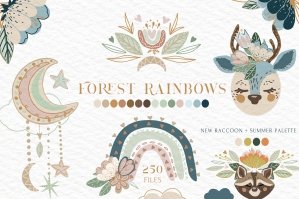 Scandi Boho Forest Rainbow Animals Collection