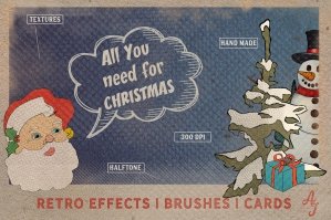 Retro Christmas Effects & Brushes PS