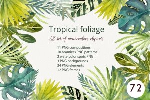 Tropical Foliage - A Set of Watercolors Cliparts