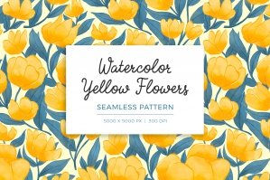 Watercolor Yellow Flowers Pattern