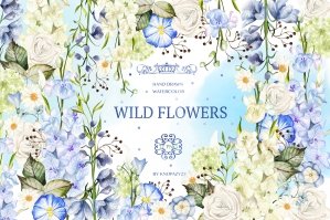 Hand Drawn Watercolor Wild Flowers