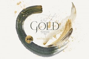 Abstract Gold Shapes Watercolor Art