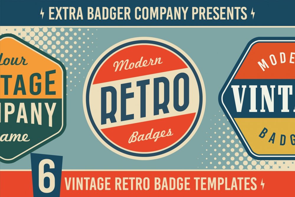 6 Vintage Retro Badge Templates - Design Cuts