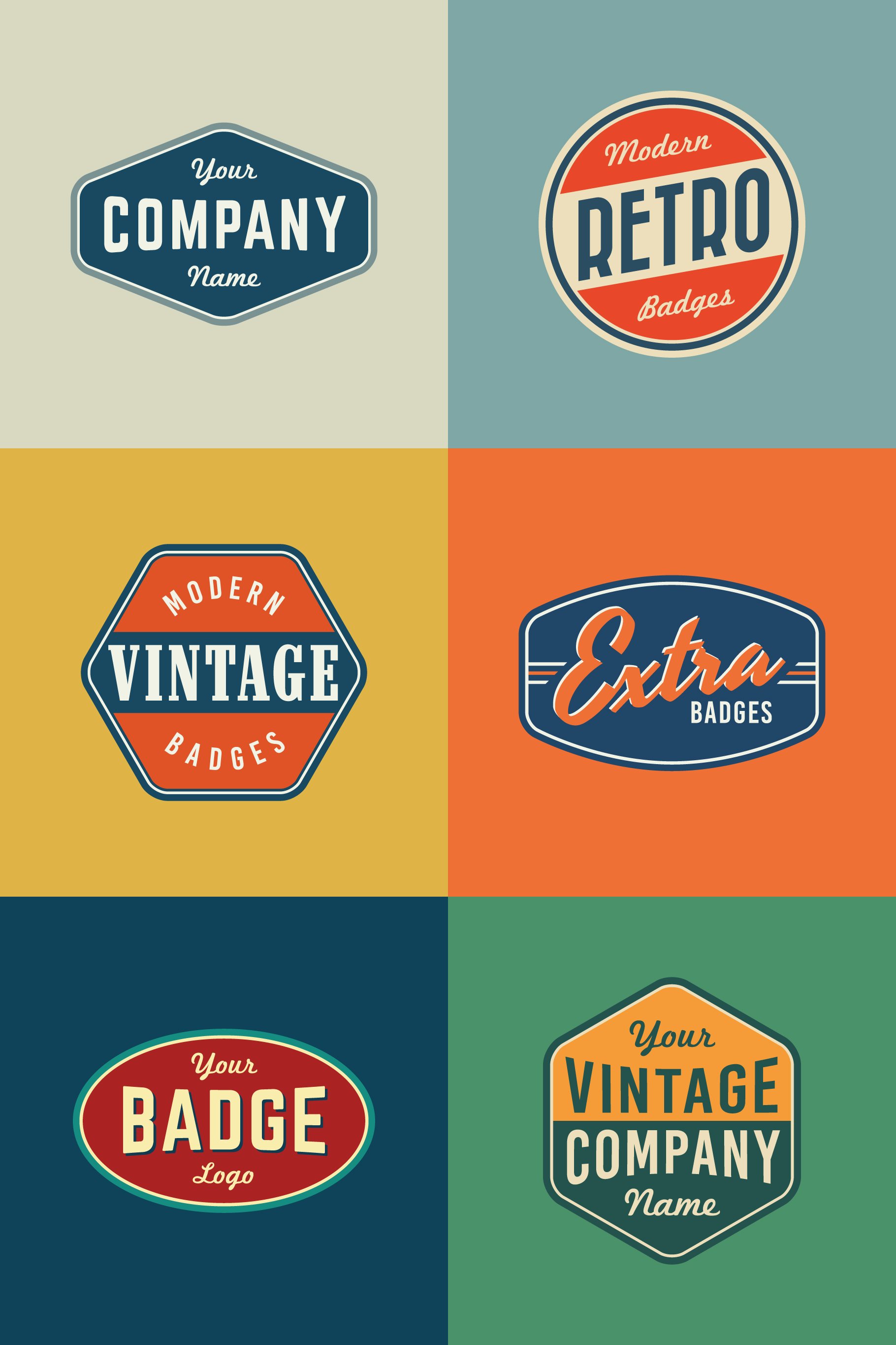 6 Vintage Retro Badge Templates - Design Cuts
