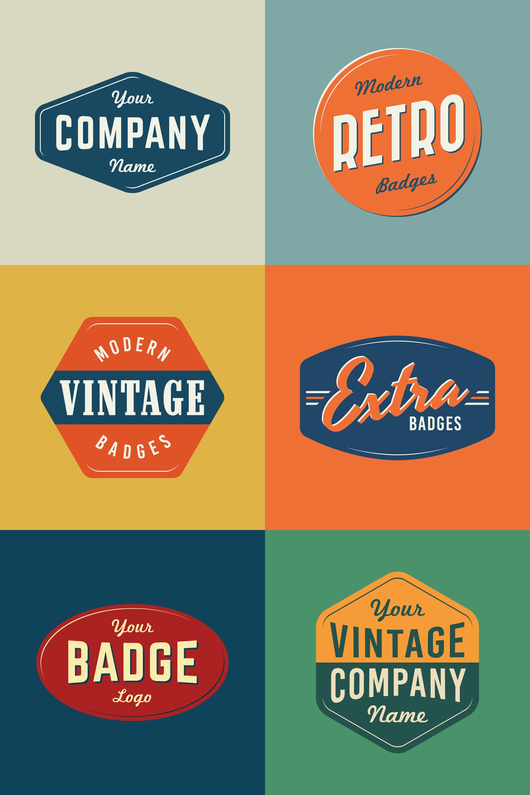 6 Vintage Retro Badge Templates Vol.2 - Design Cuts