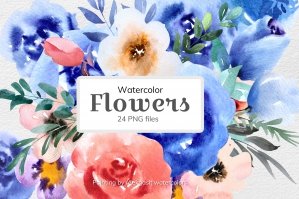 Watercolor Clipart Set Of Flowers