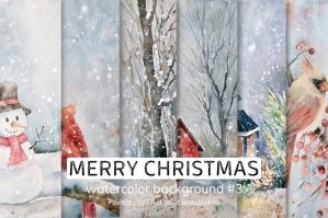 Merry Christmas Watercolor Card Background