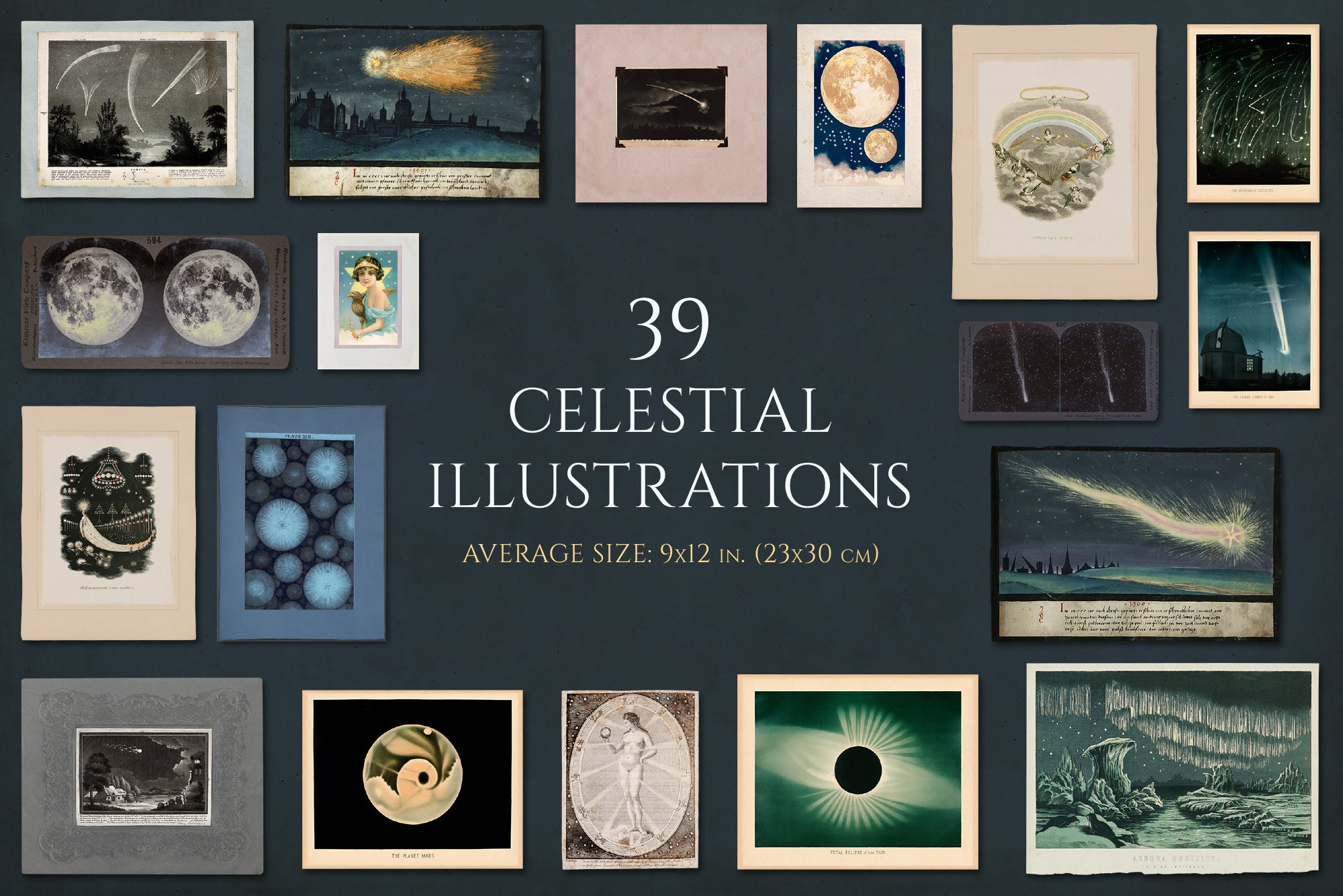 120 Vintage Celestial Ephemera - Design Cuts