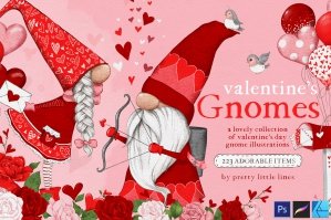 Valentine’s Gnomes – A Loveable Collection of Gnome Illustrations