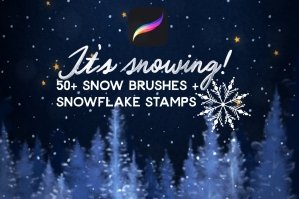 It's Snowing - Snow Texture Brushes and Stamps for Procreate