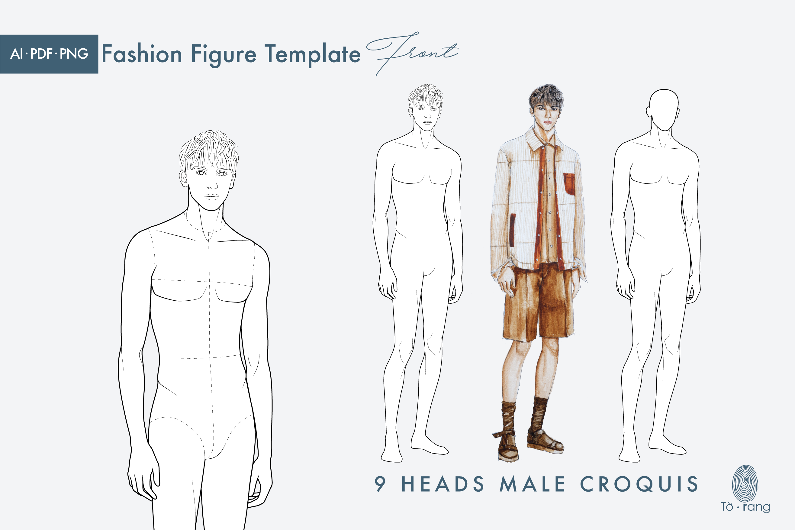 Fashion Template Of Standing Men. 9 Head Size For Technical Drawing With  Main Lines. Gentlemen Figure Front And Side View. Vector Outline Boy For Fashion  Sketching And Illustration. Royalty Free SVG, Cliparts,