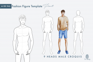 Male Croquis for Fashion Illustration – 9 Heads Fashion Figure Template 2