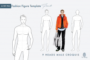 Male Fashion Figure Templates – 9 Heads Fashion Croquis