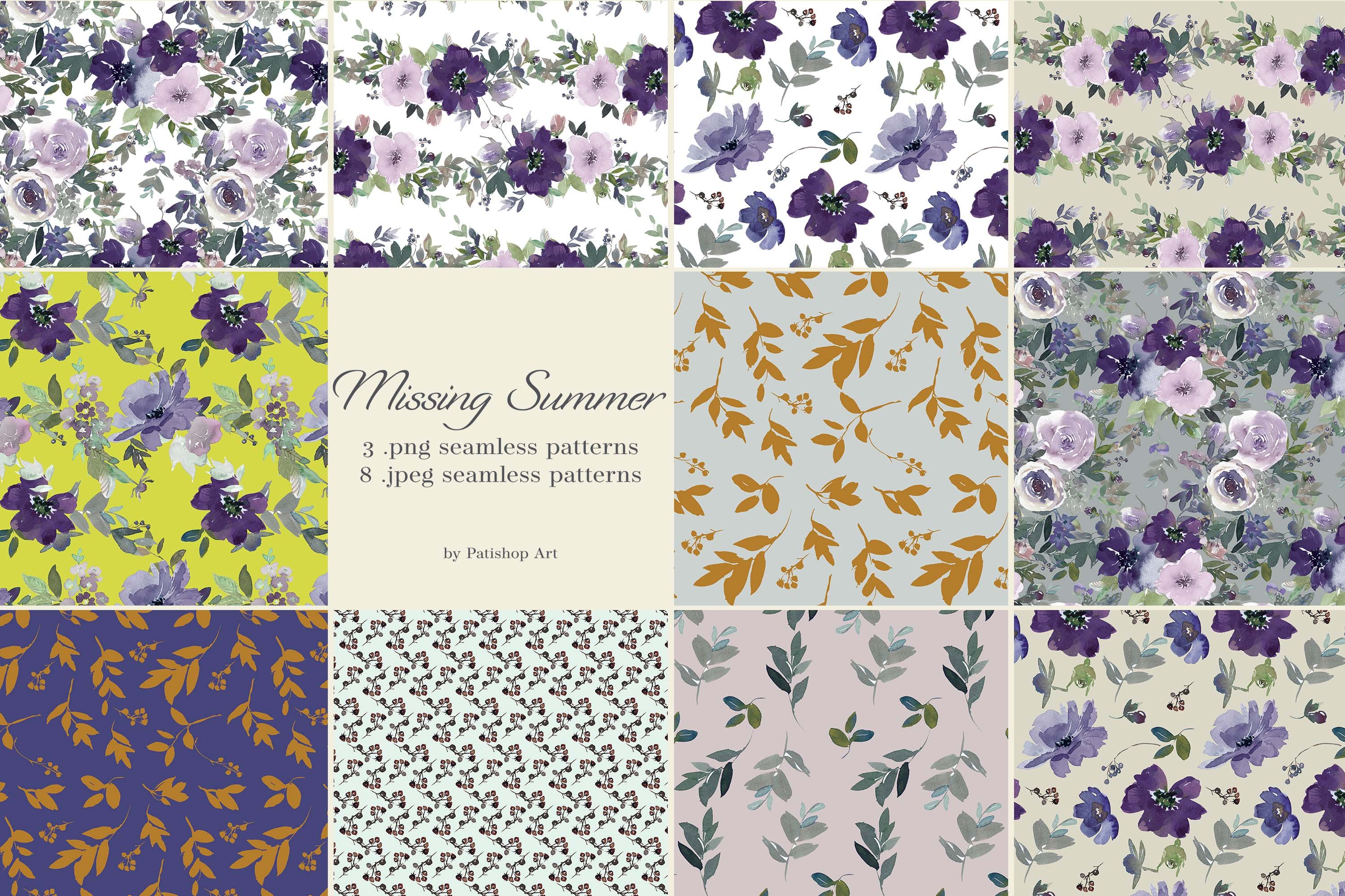 Watercolor Purple Flowers Clipart Collection - Design Cuts