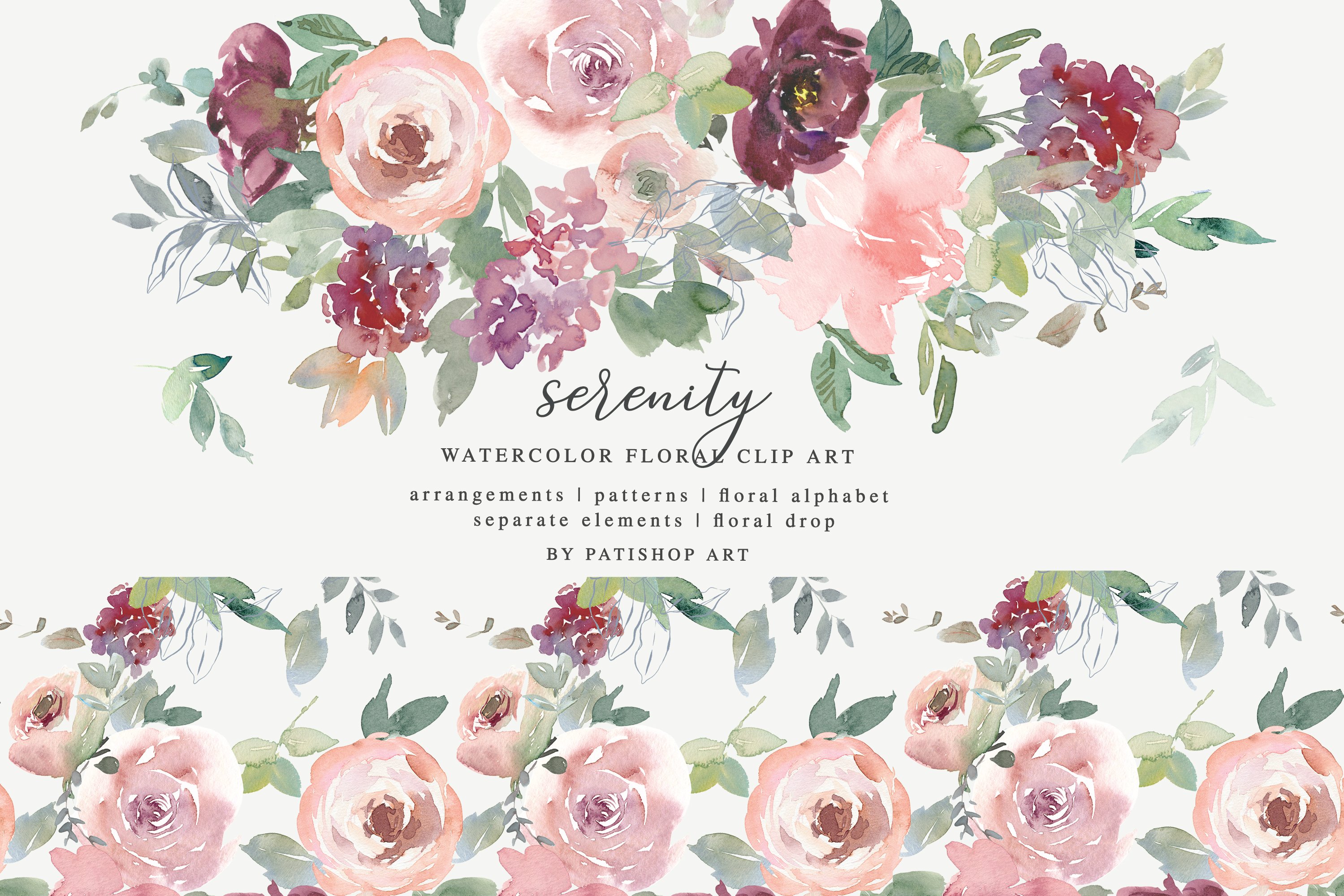 Watercolor Blush Florals Huge Collection - Design Cuts