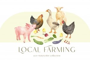 Local Farming Eco-Watercolor Collection