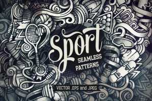 Sports Graphics Doodle Seamless Patterns