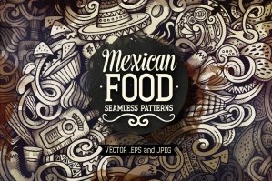 Mexican Food Graphics Doodle Seamless Patterns