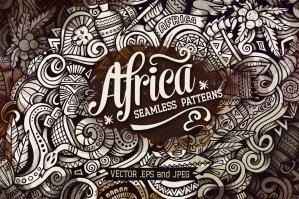 Africa Graphics Doodle Seamless Patterns