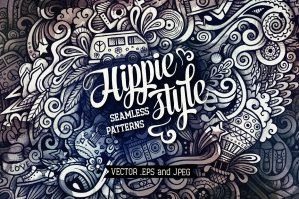 Hippie Graphics Doodle Seamless Patterns