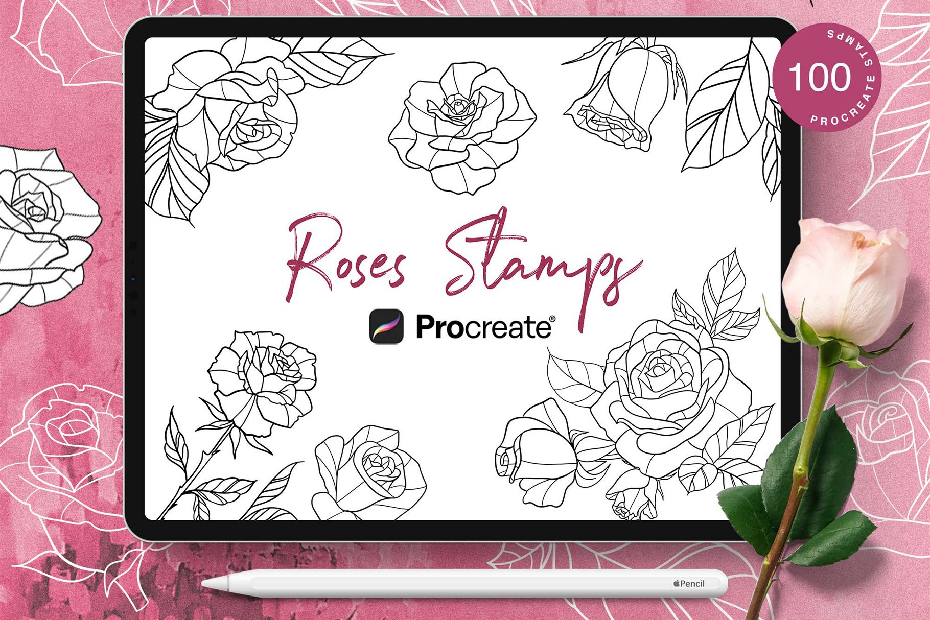 procreate rose stamp free