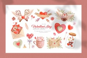 Valentines Day Watercolor Collection