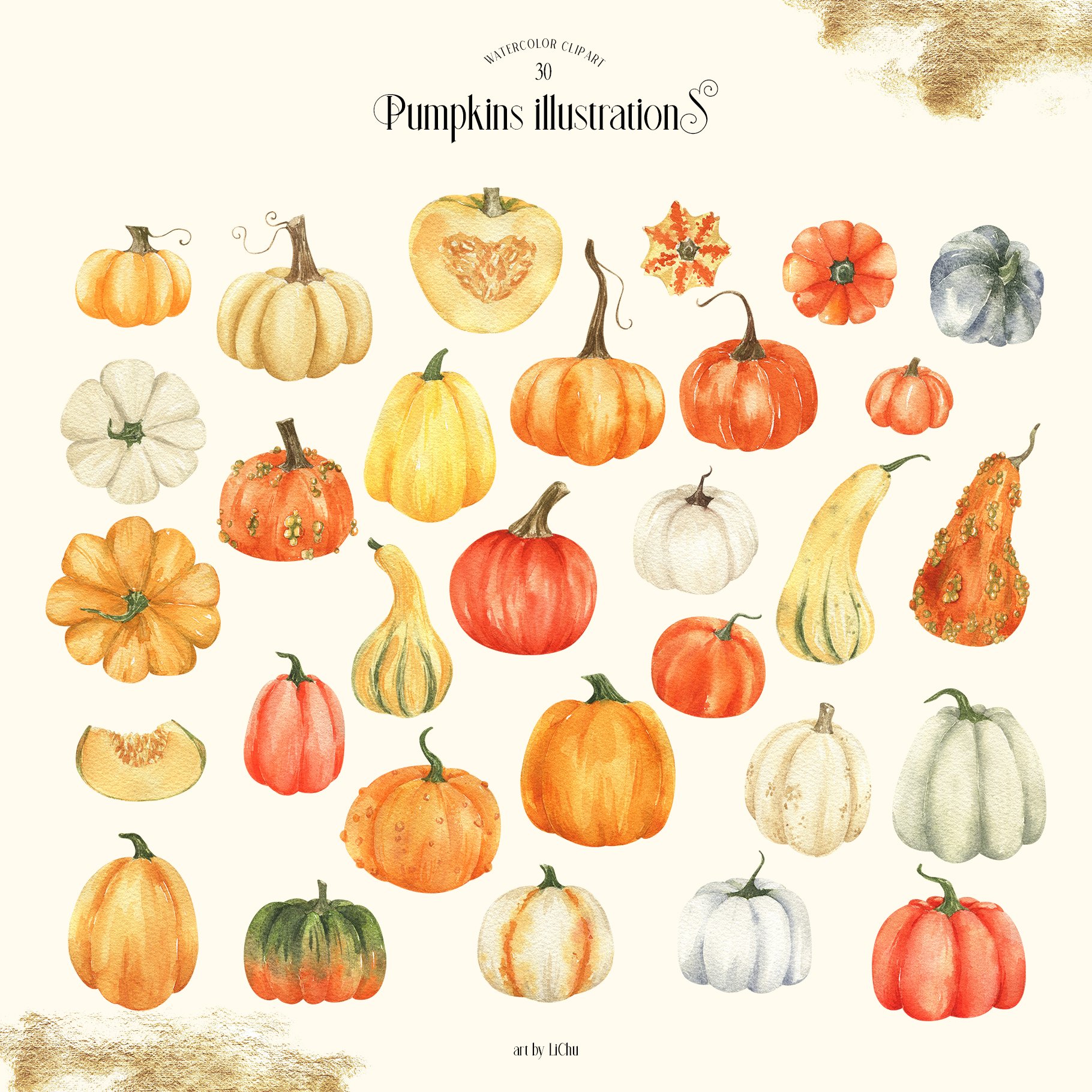 Thanksgiving Watercolor Fall Clipart Collection - Design Cuts