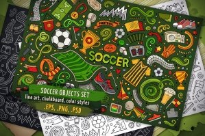 Football Doodle Objects & Elements Set
