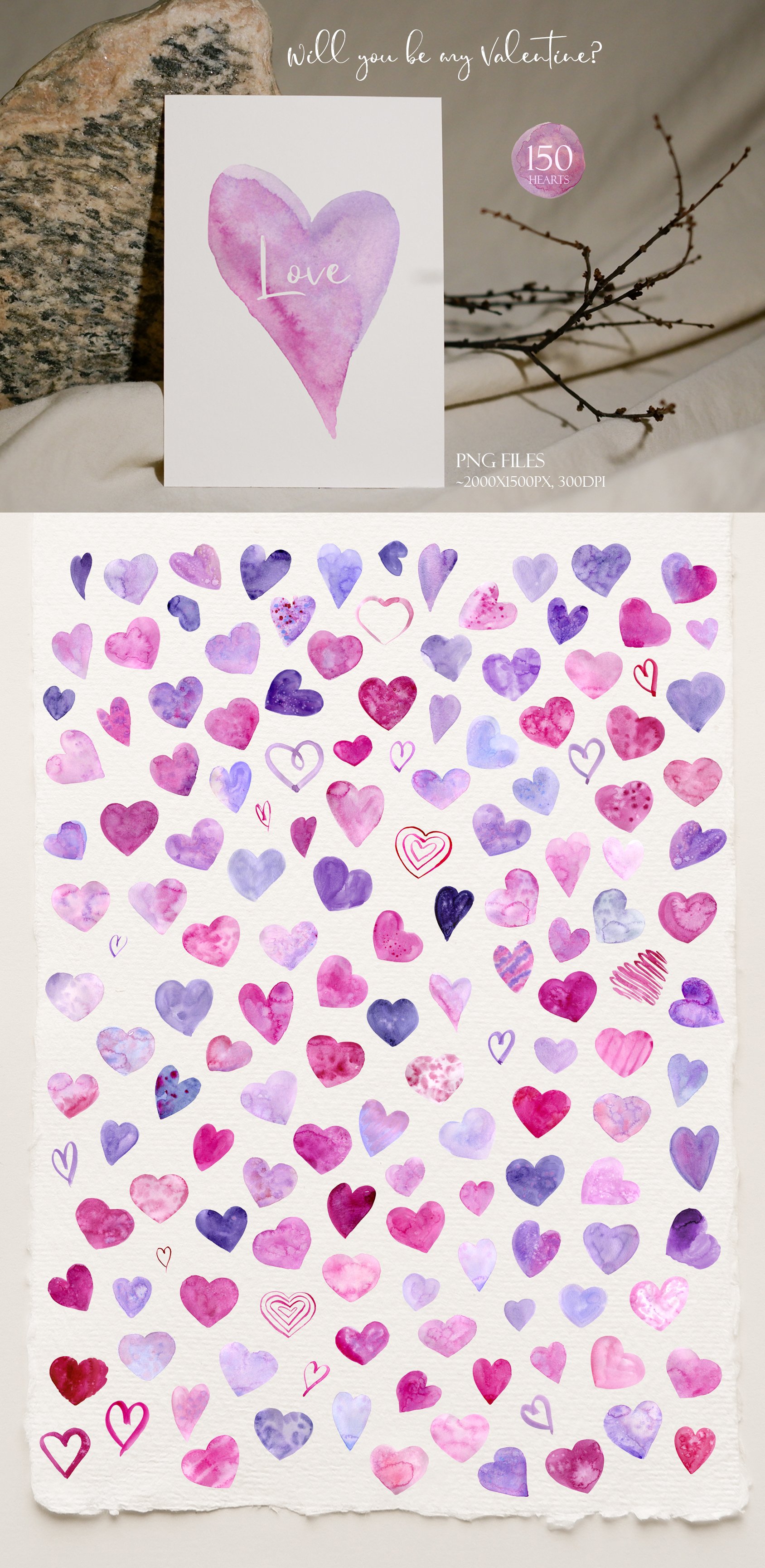 Heart Watercolor Set Holiday Valentines Day Stock Illustration 1278811171