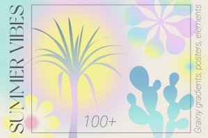 Summer Vibes - Pastel Gradient Textures & Flowers