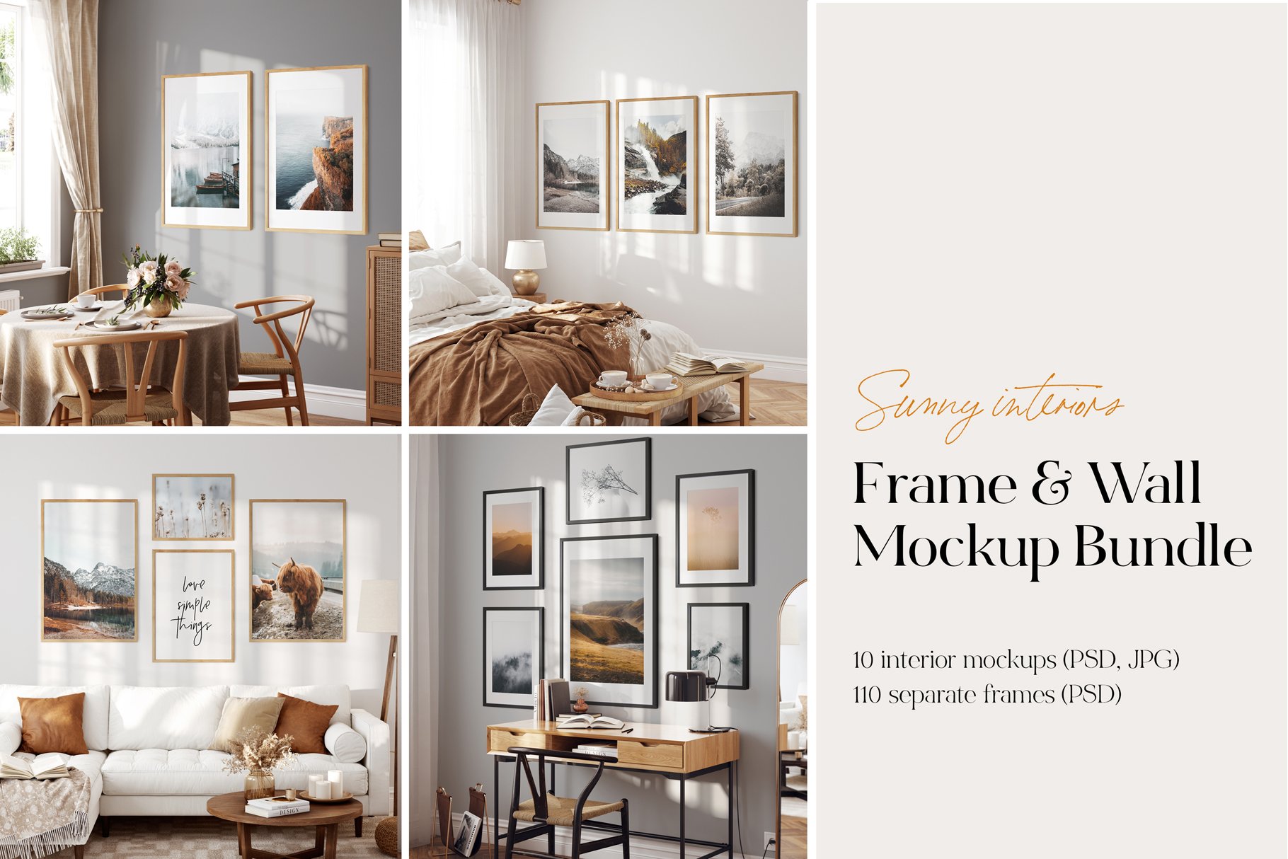 Frame & Wall Mockup Bundle - Sunny Interiors - Design Cuts