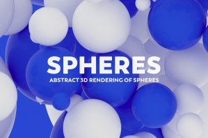 Abstract 3d Rendering Of Spheres - Blue And White