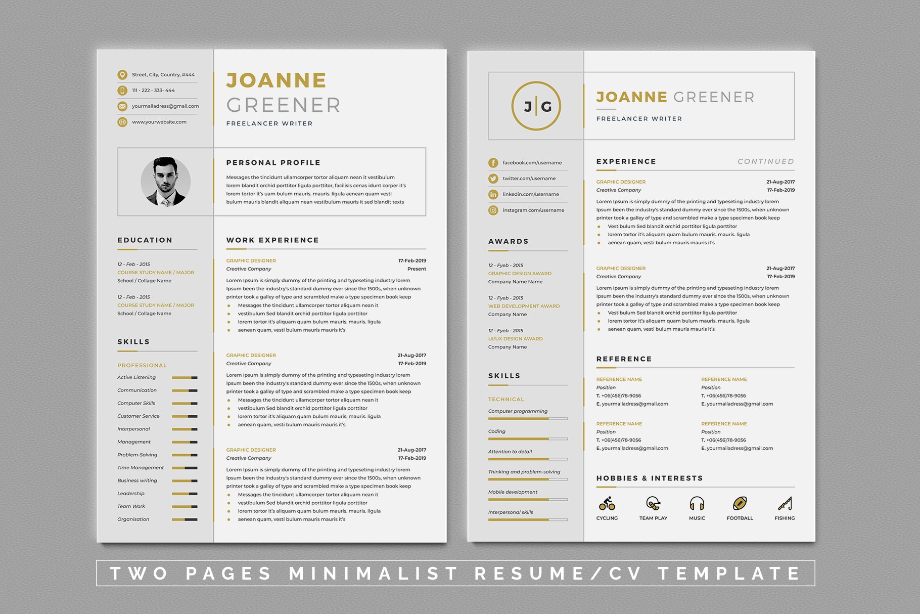 The free, professional CV on A4 paper is a two-page resume template that  has sections for personal informa…