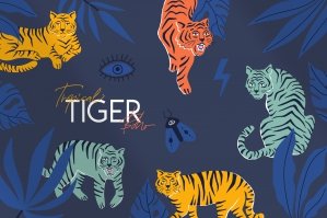 Tropical Tiger Abstract Boho Set