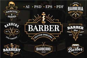 Barber Emblems Logo Templates