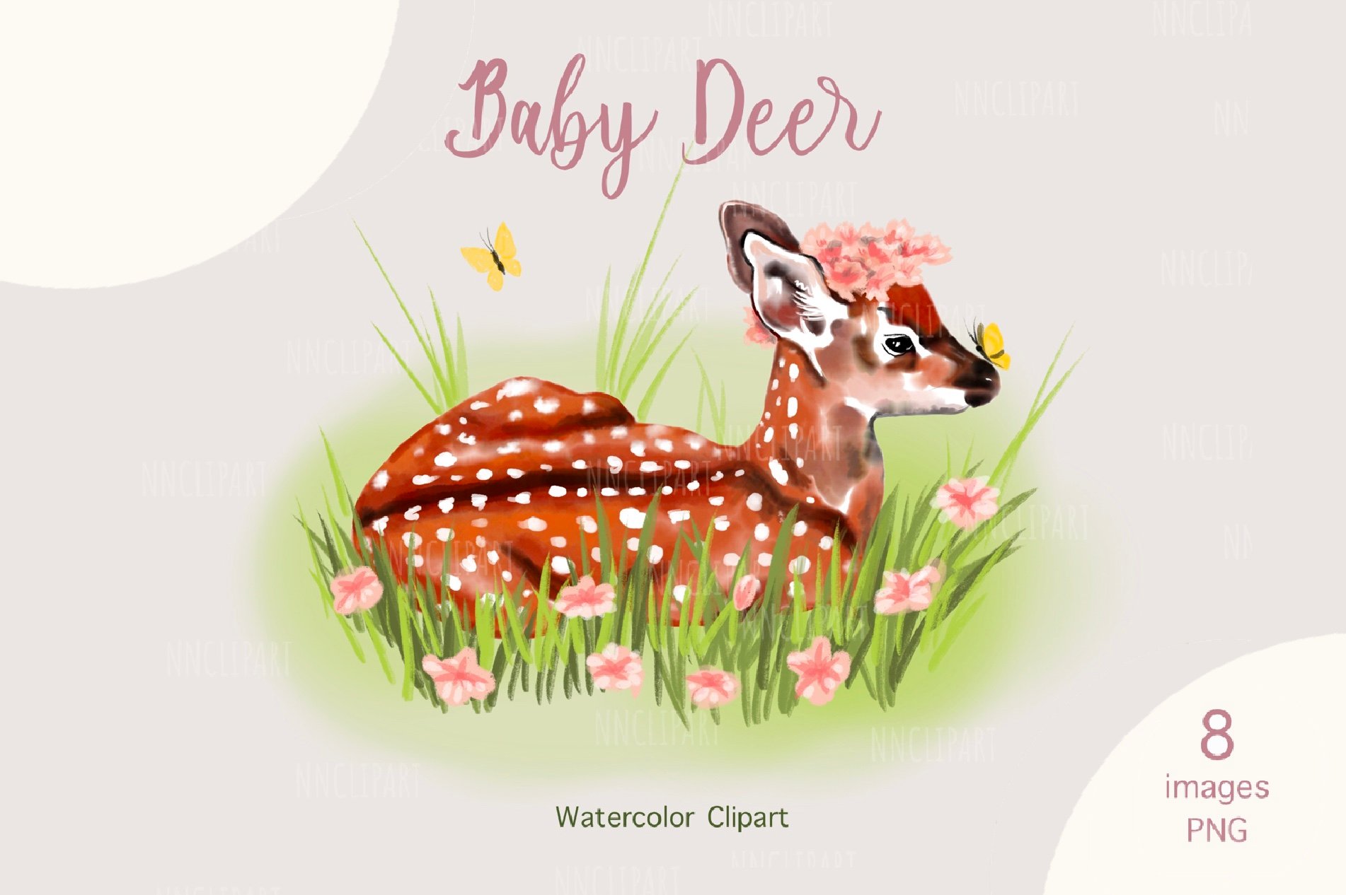 Watercolor Baby Deer Clipart